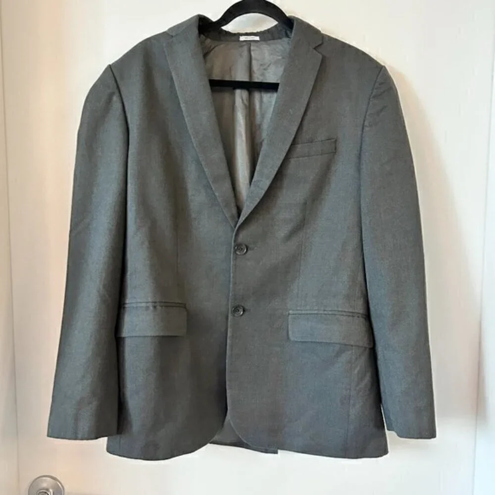 Calvin Klein Men's Dark Gray Wool Blend Double Button Blazer Jacket Size M